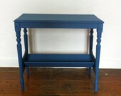 Antique 1940s Petite Two Tier Side Table in Denim Blue