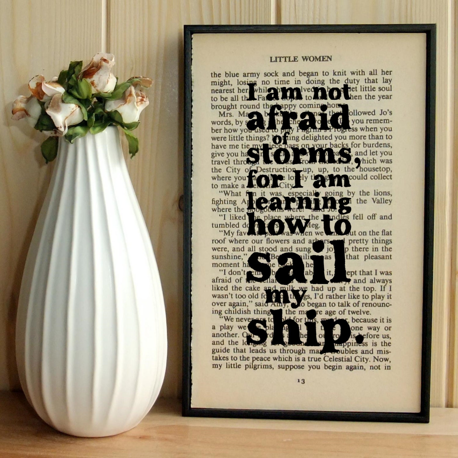 Little Women Inspirational Quote Graduation Gift on Vintage Book Page Framed Art