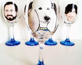 Pet Lover - Pet Portrait- Cute Fun Caricature Hand Painted Wine Glasses- Personalized - Poodle