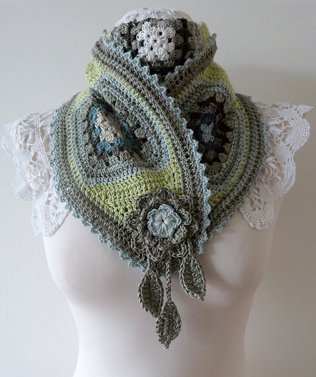OOAK scarf in soft cotton and silk