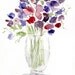Sweet pea Bouquet, original watercolor painting, still life painting  in purple, lavender and pink colors. romantic floral, Cotage  chic