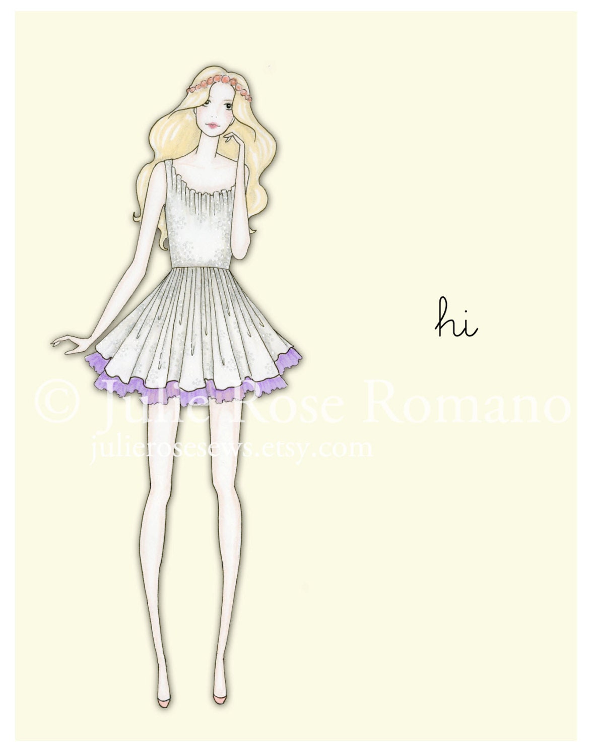 Summer Fashion Illustration Note Cards, Set of 5, Blank Inside
