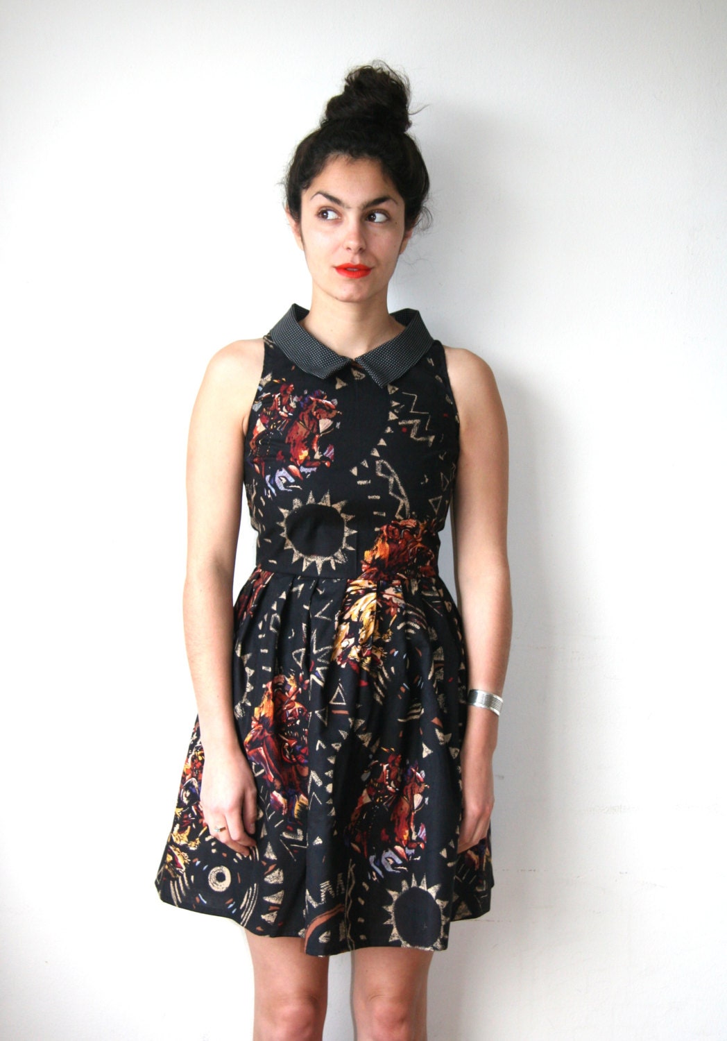 Native American Tribal Black Dress Sz XS