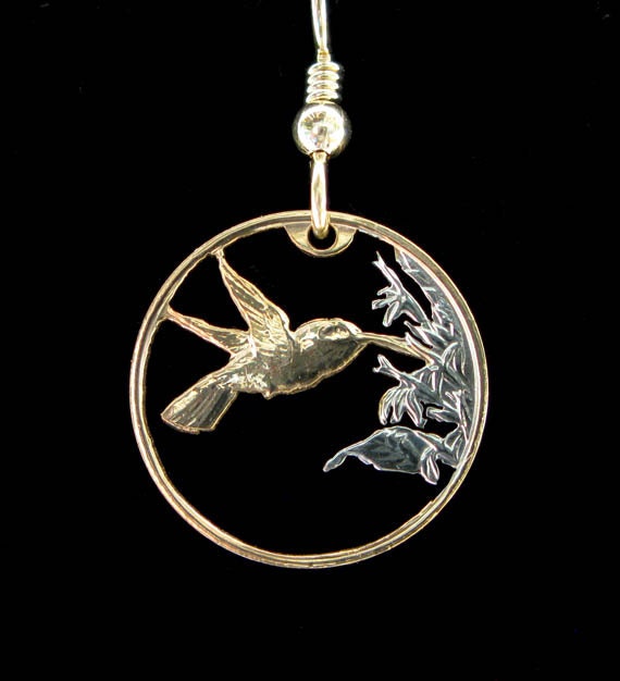 Cut Coin Jewelry - Trinidad and Tobago - Hummingbird - Earrings