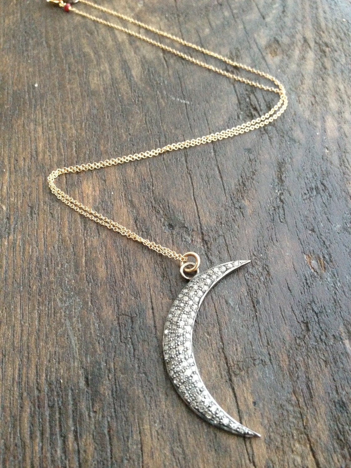 Diamond Crescent Moon, Moon Necklace, Crescent Moon, Moon Goddess, Diamond Necklace, Raw Diamonds, Pave Diamonds, Sale