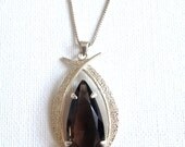 Reserved ...FABULOUS HUGE Smokey Topaz Modernist Sterling Silver 925 Pendant