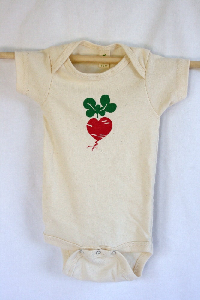 Organic Onesie or Toddler Tee, Heart Beet Print, American Made