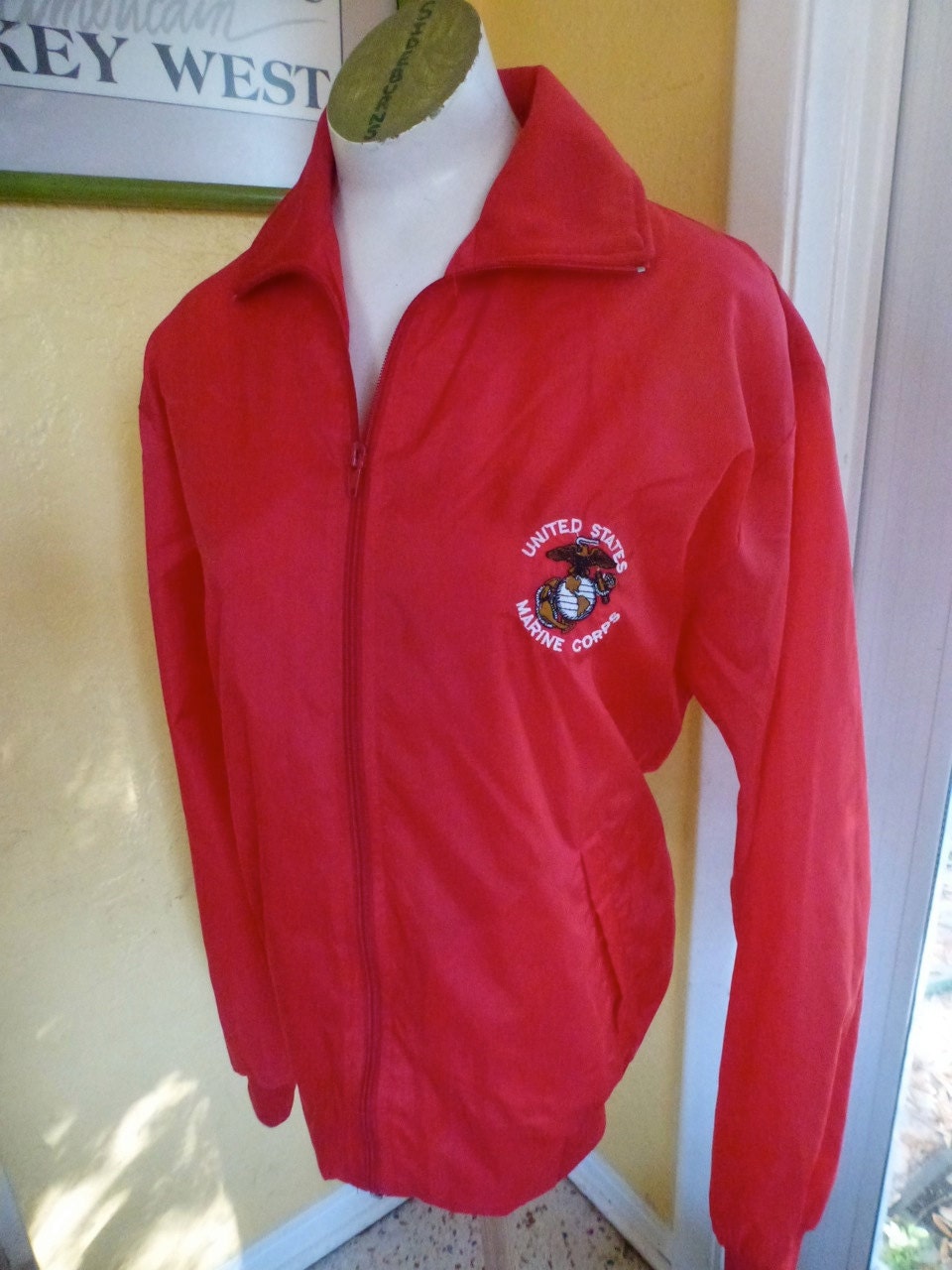 Vintage United States Marines red nylon jacket - soft and thin - USMC small/med