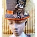 Tawny Owl Tweed Trilby Steampunk Hat - Houndstooth with Ostrich Feather and Ribbon Trim