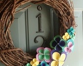 Grapevine Wreath Felt Handmade Door Wall Decoration - Sunny Days 12in