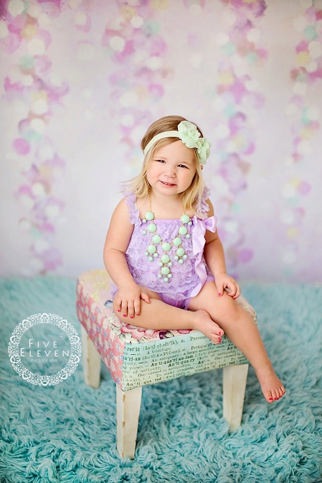 Mint / Light Green Hair Bow, Ruffled Chiffon Hair Bow with Pearls Stretchy Headband or Hair Clip, Baby Toddler Child Girls Headband