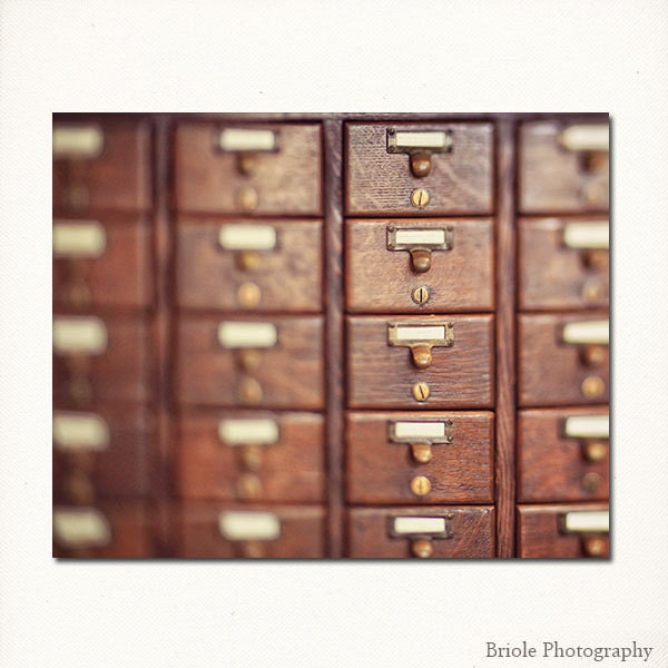 Wooden Library Card Case Photograph. St. Louis Central Public Library Photography. 8x10 Fine Art Print. Affordable Wall Art. - Briole