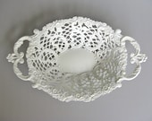Vintage Filagree Basket, Metal Basket, Ivory, Ornate Basket, Shabby and Chic, Cottage, Paris Apartment, French Country