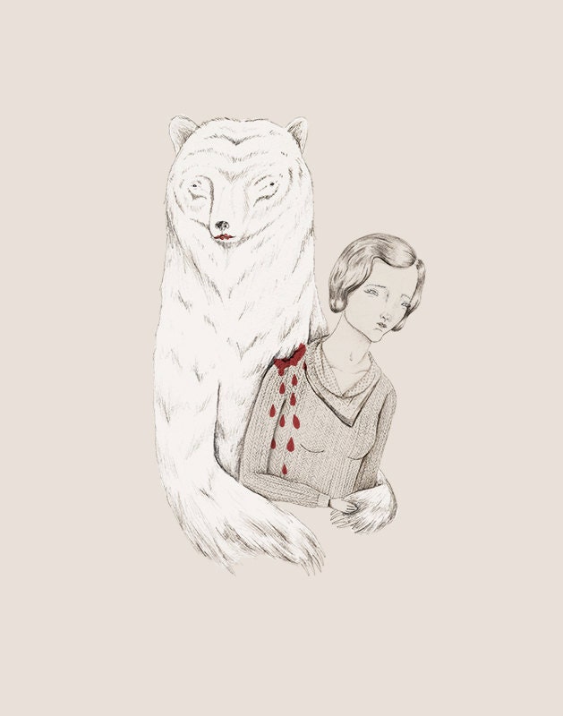 ORIGINAL ILLUSTRATION // Woman and Bear (Your Family History) Illustration Print