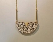 Tribal half moon wooden necklace