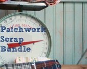 Patchwork Fabric Scrap Bundle - 10.5 Ounces - Floral Crochet Madras Patch Work Plaid Brights