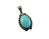 Vintage Turquoise Stone Pendant Sterling Silver