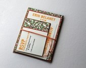 The Erin Collection - Vintage Inspired Rustic Floral Wedding Invitation Set in Orange, Green and Gold with Kraft or Cream Envelopes - SAMPLE