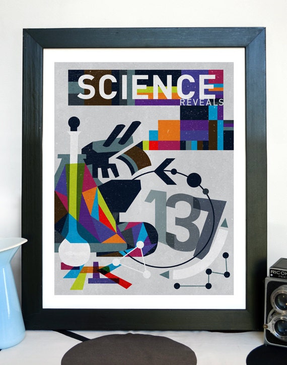 Original Science Illustration, Science Reveals Science Art, 11x14 Science Poster Print, Art Poster