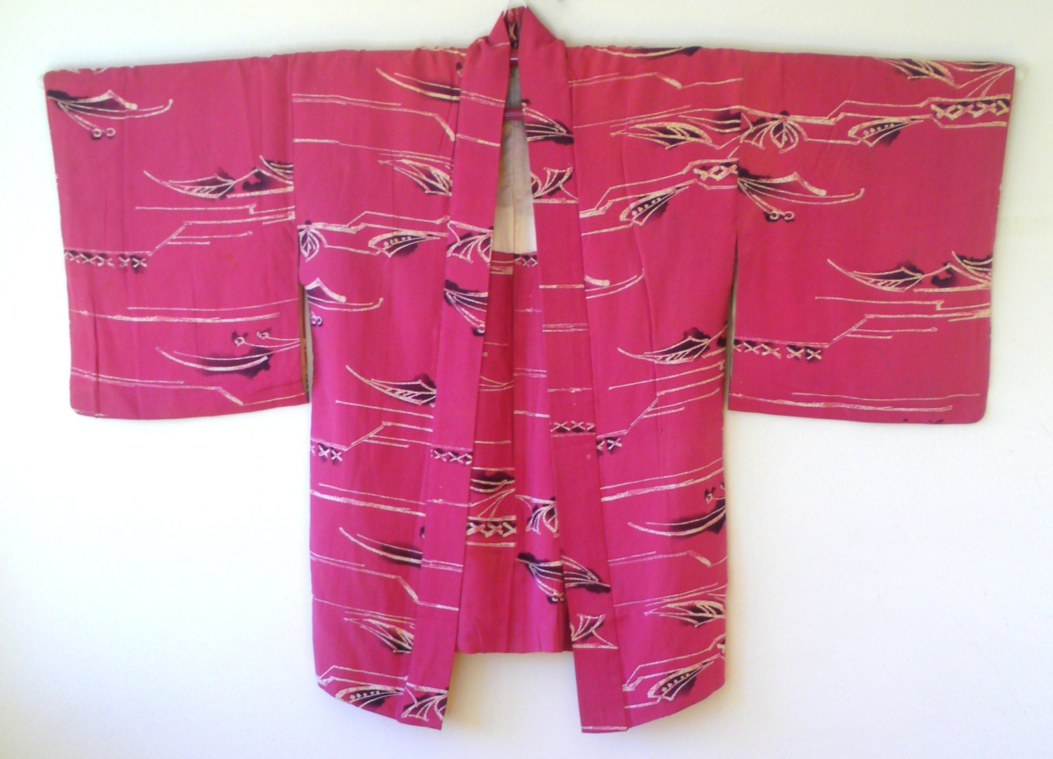 1980s PURPLE Cropped KIMONO HAORI Handmade