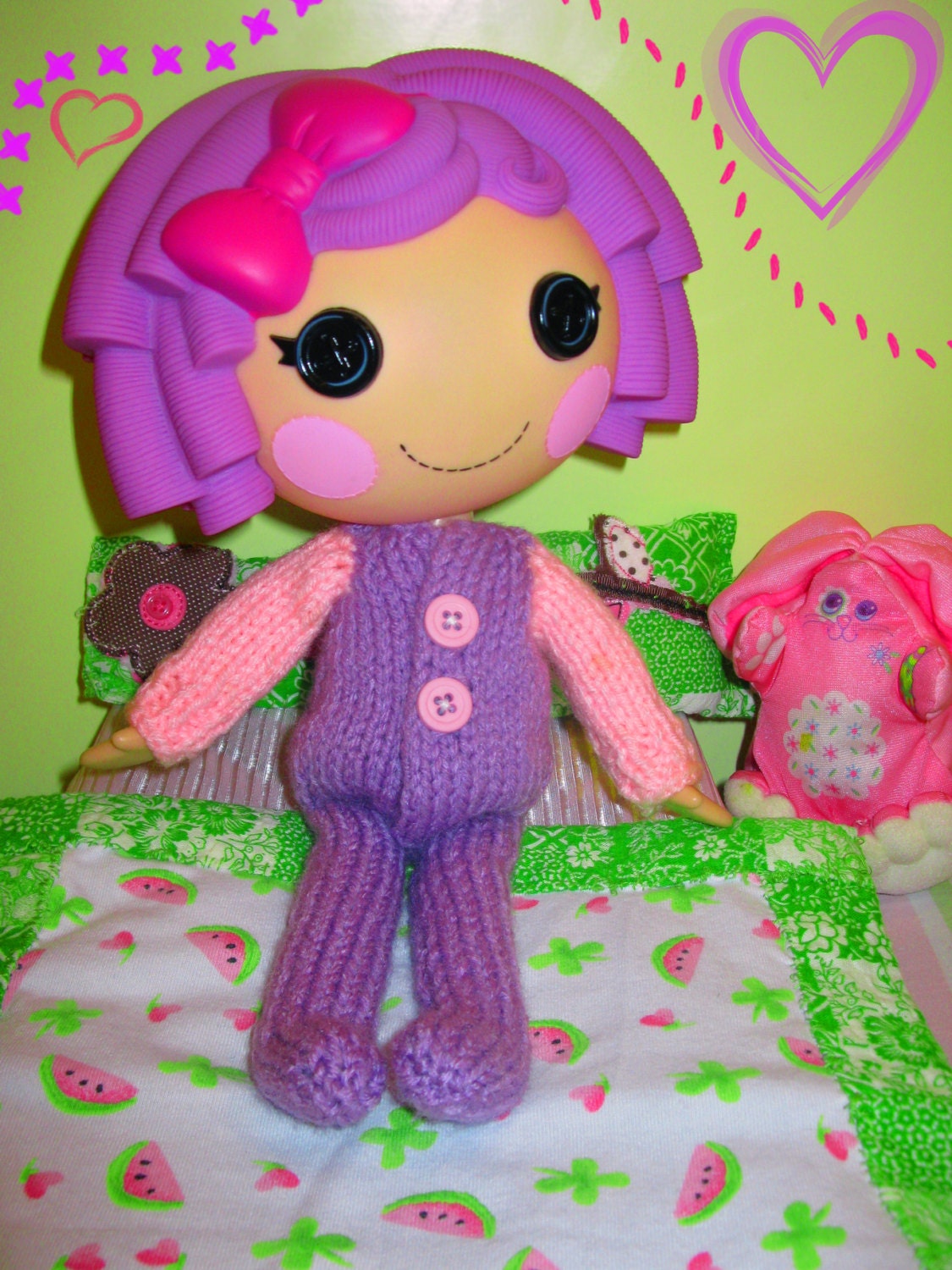 Lalaloopsy Doll Footie Pajamas Knitting Pattern PDF Download
