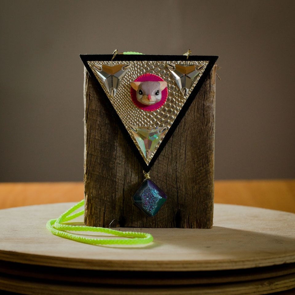 STATEMENT PIECE - Felt & Vegan Leather Necklace - Possum Dreamer