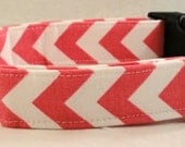 Awesome Pink and White Chevron Stripe Dog Collar Zig Zag