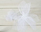 Dasia style070 Sculpted Russian net & Point d'esprit lace Flower, Swarovski wrap