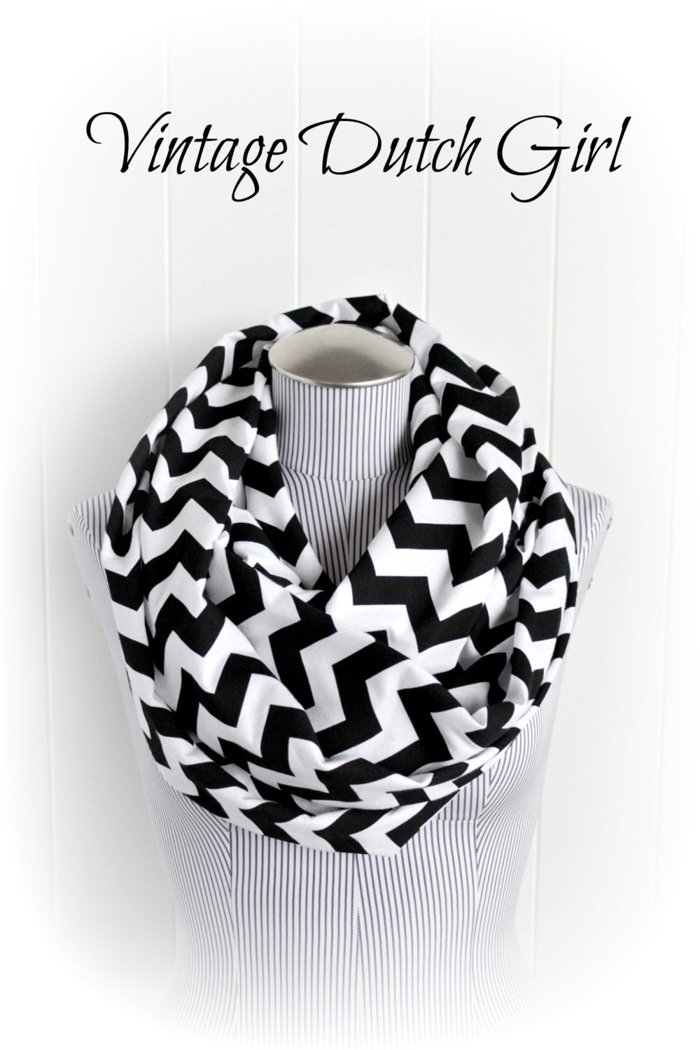Black and White Chevron Infinity Scarf, Black and White Chevron Jersey Knit Loop Scarf, Nursing Scarf