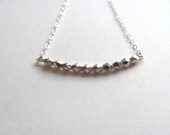 Silver geometric necklace with tiny silver faceted beads, delicate sterling plated chain