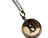 Letter B Necklace - Bronze Initial Typewriter Key Charm Necklace - Gwen Delicious Jewelry Design