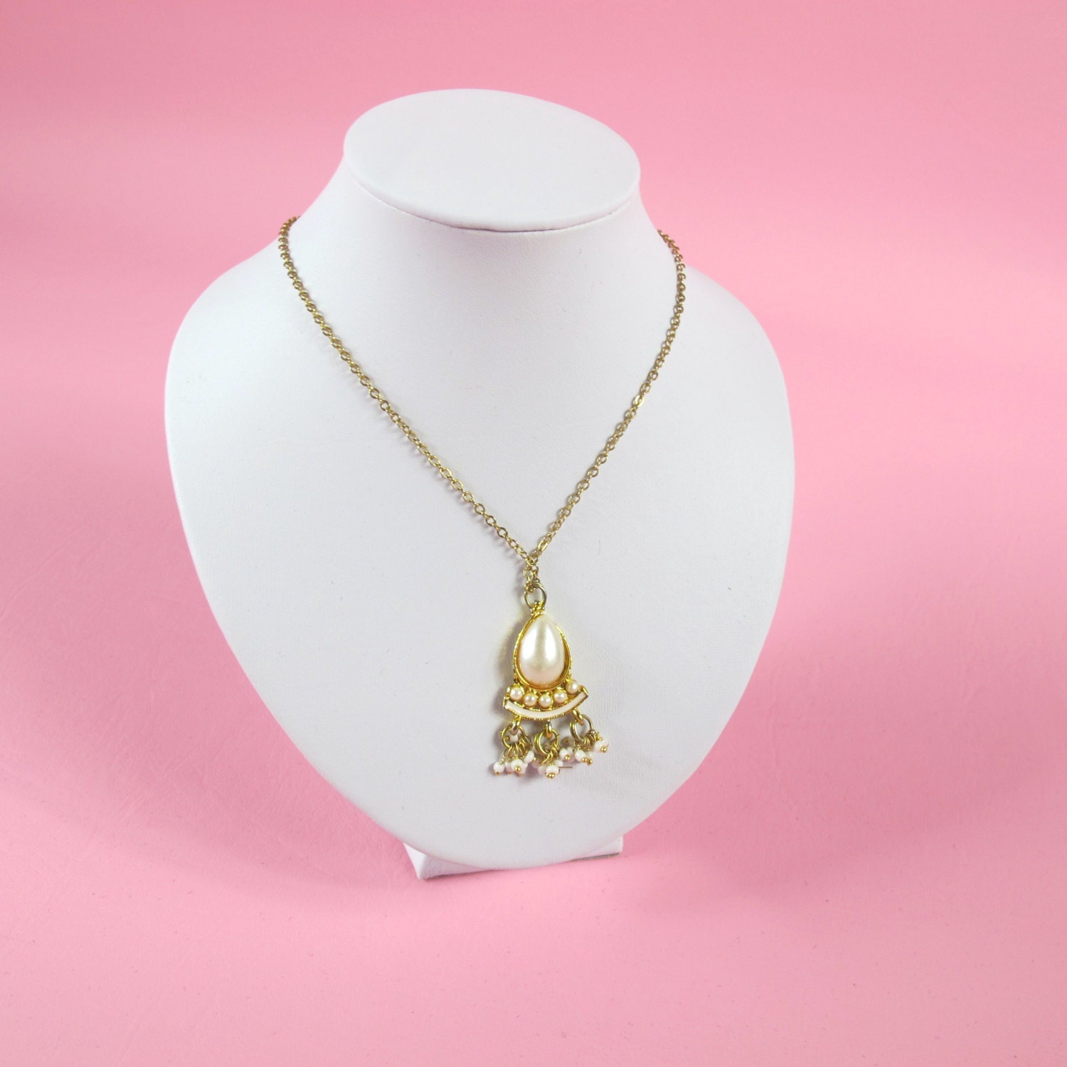 Pearly Beaded East Indian Tassel Necklace