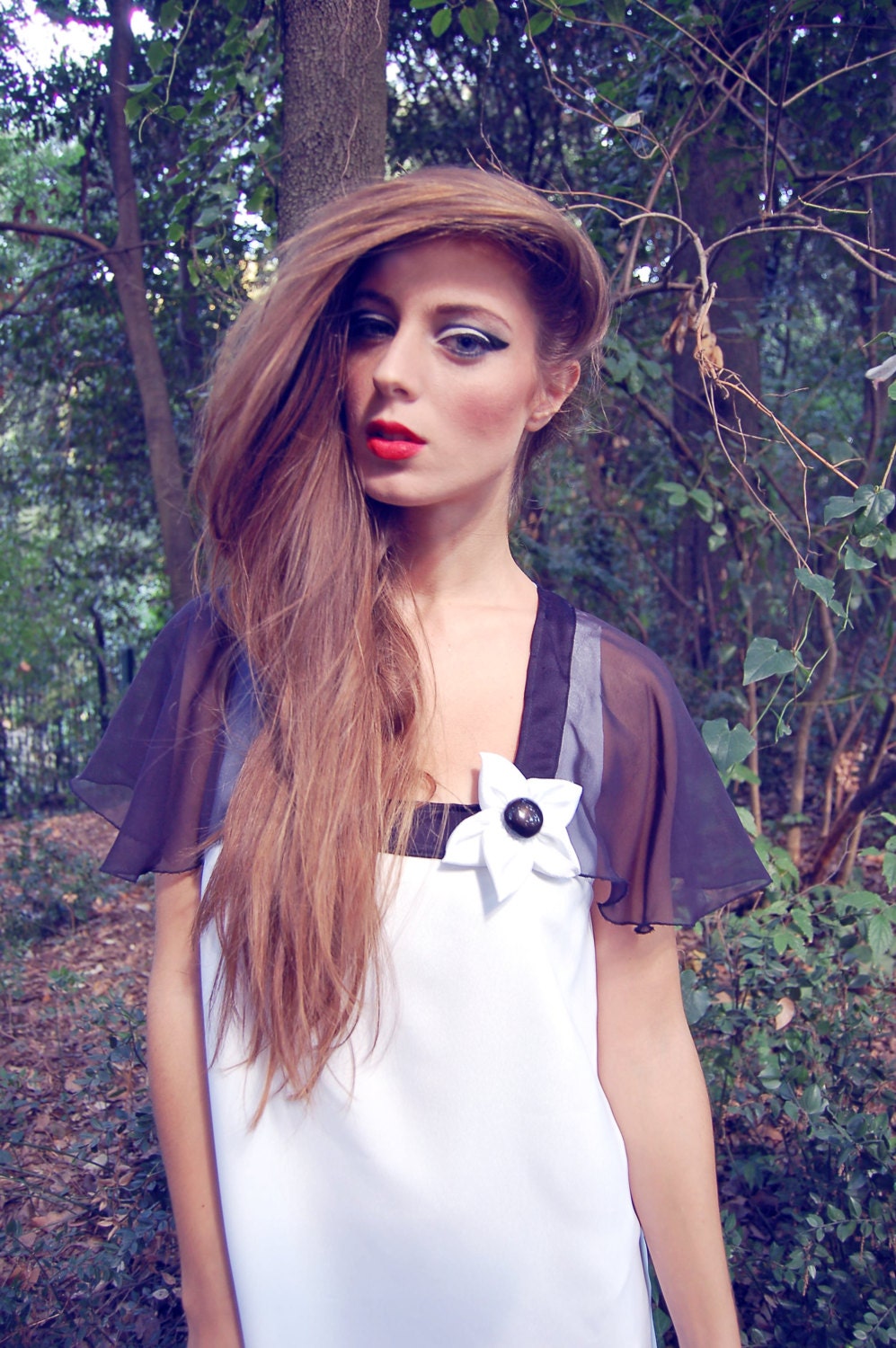 White and Black Cocktail Dress  / Optical Style / Spring  Summer 2013 / Shift Dress -  Made To Order