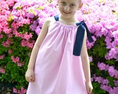 PREPPY WHALE Girls Pink Chevron Pillowcase Dress with Whale Applique Sizes 12m-6 handmade by sweet threads