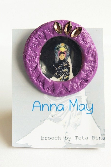 Ana May Lavender Movie Star Brooch