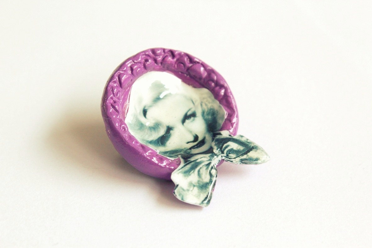 Ginger Rogers Lavender Movie Star Brooch