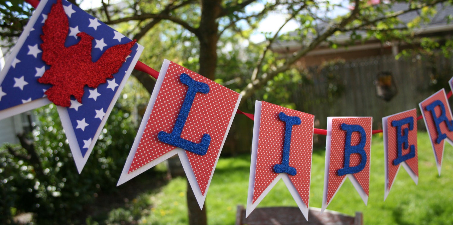 Liberty Banner - Patriotic Decor - Fourth of July Decor - Red White and Blue