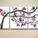 Cherry Blossom Triptych Canvas Painting Red and Brown 3 -24" x 30" Paintings
