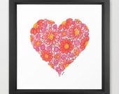 Daisy Heart Art Print 8 x 10 Floral Art
