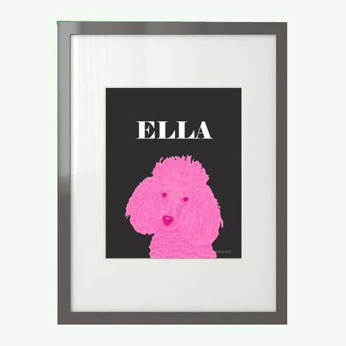 Children's Art Personalized Poodle Print with 3 color options- 8 x 10 or 5 x 7