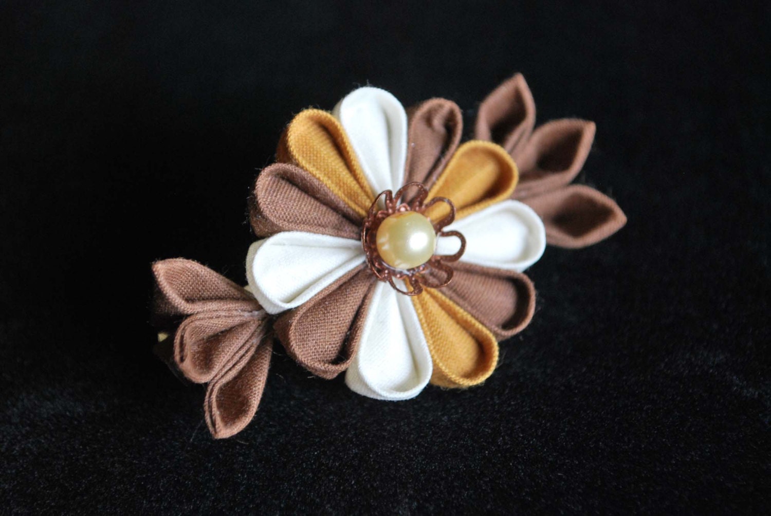 Sepia Kanzashi Barrette