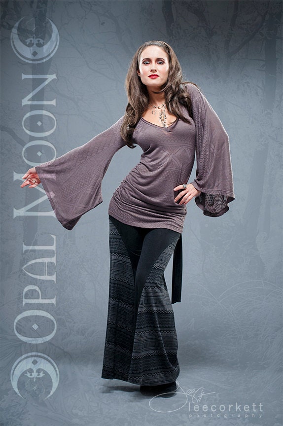 LAST ONE- The Kimono Tribal Tunic Top/Dress in Gray Texture by Opal Moon Designs (sizes M or L)