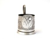 Vintage Podstakannik, Vintage tea glass holder, Russian podstakannik