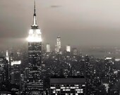 New York city in black and white photography - fog - mist - gifts for men - wall decor - dark 8x10 Fathers Day