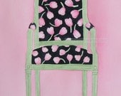 watercolor french chair pink tulips  archival print of original painting 8 x 10