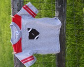 Ohio Football T-Shirt for TODDLERS, Football style scarlet and grey t-shirt with fun OHIO/Football Applique, handsewn