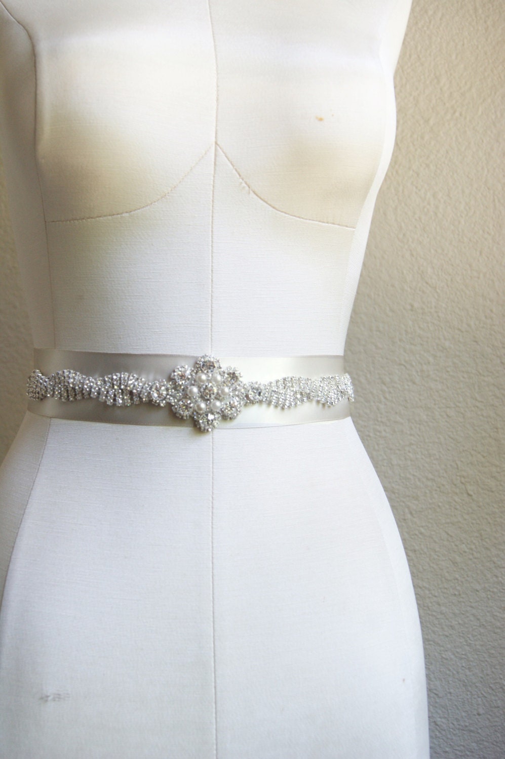 NEW Wedding Dress Belt AUDREY Crystal and Pearl Beaded Bridal Sash
