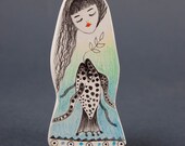 Underwater World / Little Girl and Fish Clay  and Drawing Pin- FREE SHIPPING