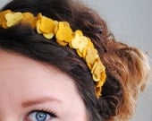 Yellow Hydrangea Flower Crown Headband - Felt Flower Statement Hair Accessory - Mustard Bridal Flower Headband