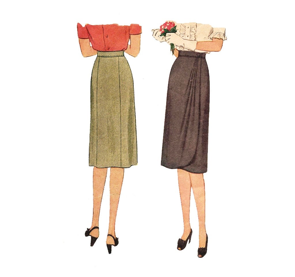 1940s Womens Skirt - McCall 5847 Vintage Sewing Pattern - 28 Waist UNCUT - Wrap Around Skirt